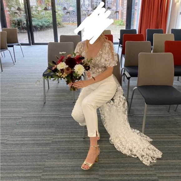 Rime Arodaky Malak Embroidered Tulle and Crepe Bridal Jumpsuit - Picture 9 of 9